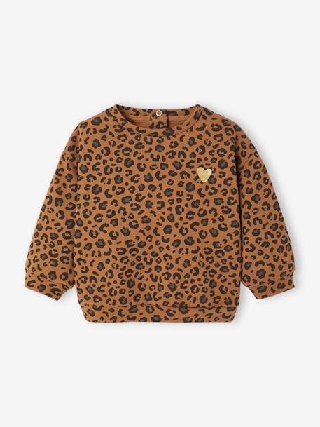 Sweat bébé léopard coeur printé capsule famille beige+gris foncé 4 - vertbaudet enfant 
