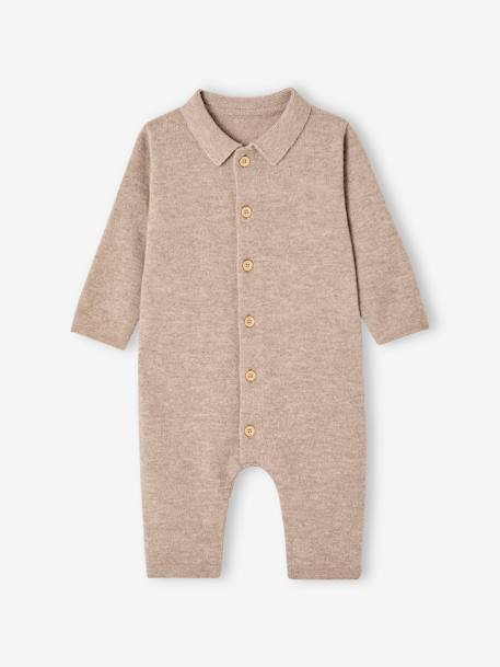Combinaison naissance en laine et cachemire personnalisable beige chiné 4 - vertbaudet enfant 