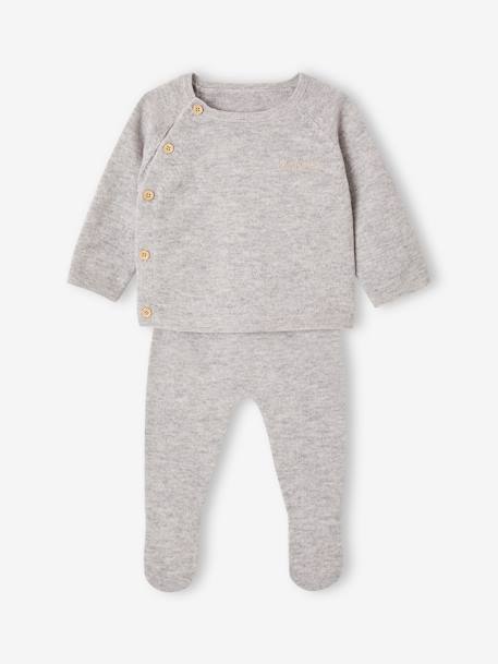 Ensemble naissance pull pantalon laine et cachemire personnalisable gris chiné 9 - vertbaudet enfant 