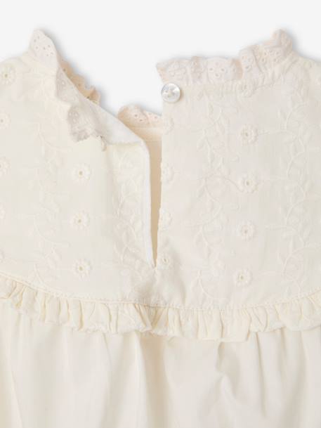 Blouse bi- matière fille détails en broderie anglaise écru 4 - vertbaudet enfant 