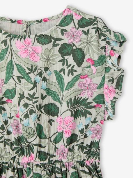 Robe en gaze de coton imprimée fille vert sauge 4 - vertbaudet enfant 
