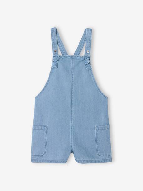 Salopette courte en denim léger fille bleu 1 - vertbaudet enfant 