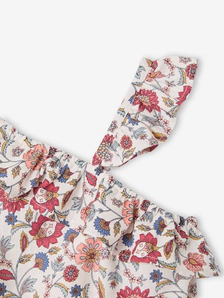 Blouse à volant asymétrique fille imprimée fleurs écru 4 - vertbaudet enfant 