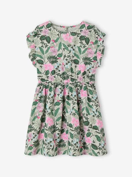 Robe en gaze de coton imprimée fille vert sauge 2 - vertbaudet enfant 