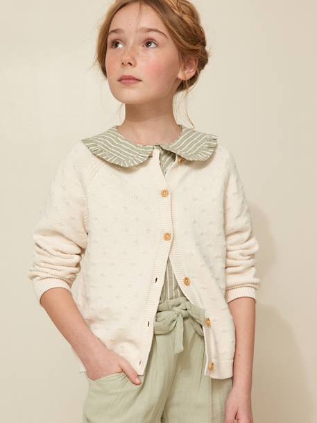 Cardigan fille points fantaisie écru+rose pâle 1 - vertbaudet enfant 