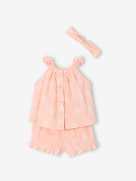 Ensemble imprimé débardeur + short + bandeau bébé fille rose pâle 6 - vertbaudet enfant 