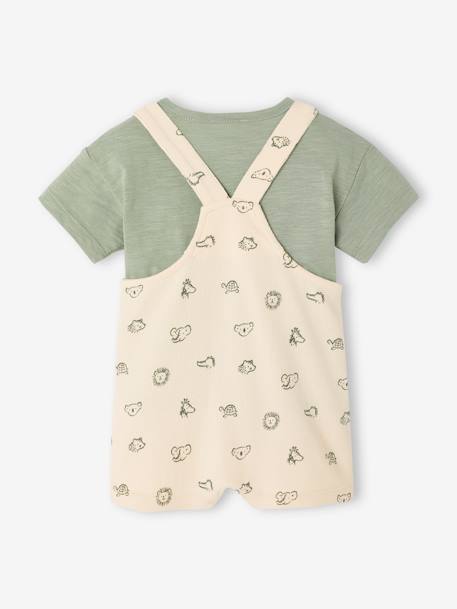 Coffret 3 pièces tee-shirt + salopette personnalisable + doudou bébé vert sauge 7 - vertbaudet enfant 