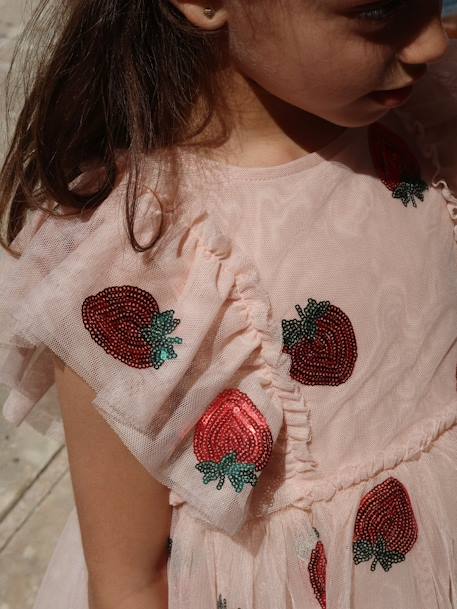 Robe à volants et sequins Yvonne rose 9 - vertbaudet enfant 