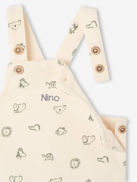 Coffret 3 pièces tee-shirt + salopette personnalisable + doudou bébé vert sauge 9 - vertbaudet enfant 
