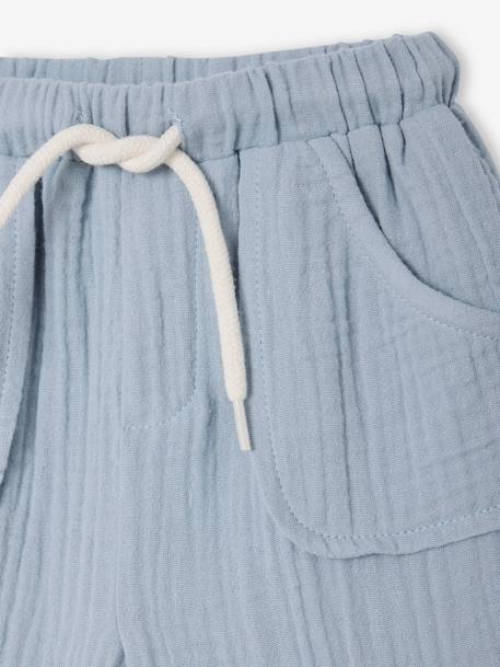 Pantalon en gaze coton bébé bleu grisé 3 - vertbaudet enfant 