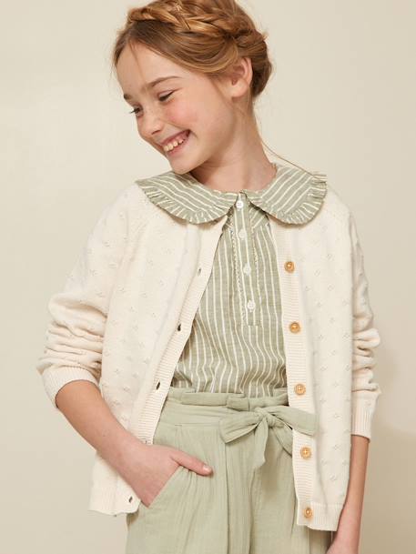 Cardigan fille points fantaisie écru+rose pâle 4 - vertbaudet enfant 