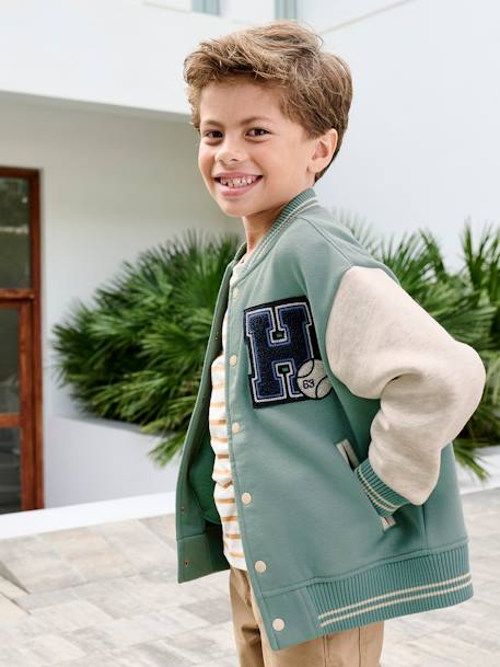 Sweat garçon molleton style teddy badge en bouclettes. anthracite+marine+vert émeraude+vert sapin 10 - vertbaudet enfant 
