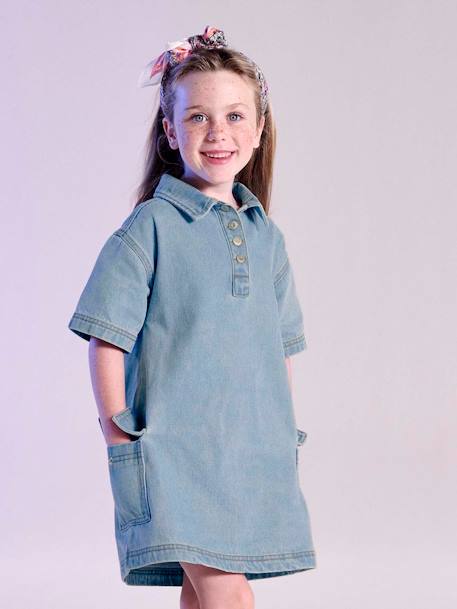Robe en jean fille bleu clair 6 - vertbaudet enfant 