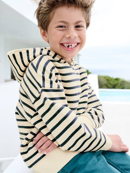 Sweat garçon à capuche rayé style marinière marine 2 - vertbaudet enfant 