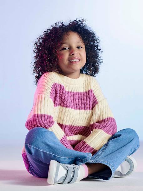 Baskets scratchées cuir enfant collection maternelle blanc+framboise 3 - vertbaudet enfant 
