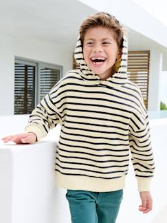 Sweat garçon à capuche rayé style marinière  - vertbaudet enfant