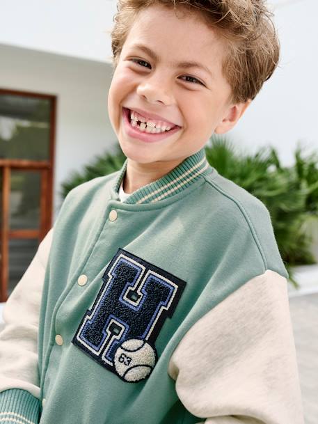 Sweat garçon molleton style teddy badge en bouclettes. anthracite+marine+vert émeraude+vert sapin 9 - vertbaudet enfant 