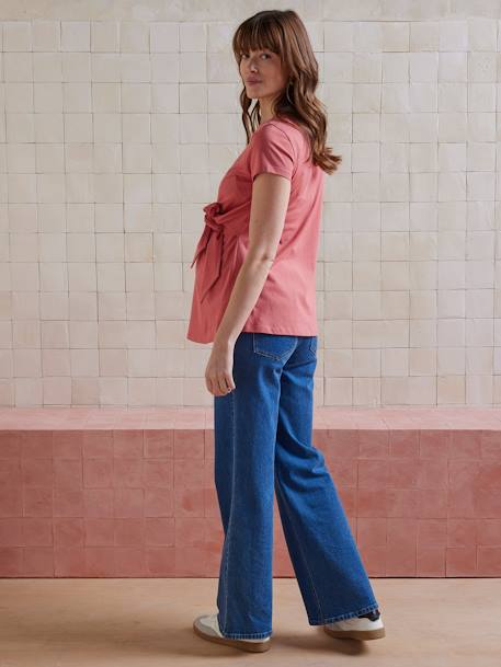 T-shirt long à noeud grossesse et allaitement en coton biologique* vieux rose 2 - vertbaudet enfant 