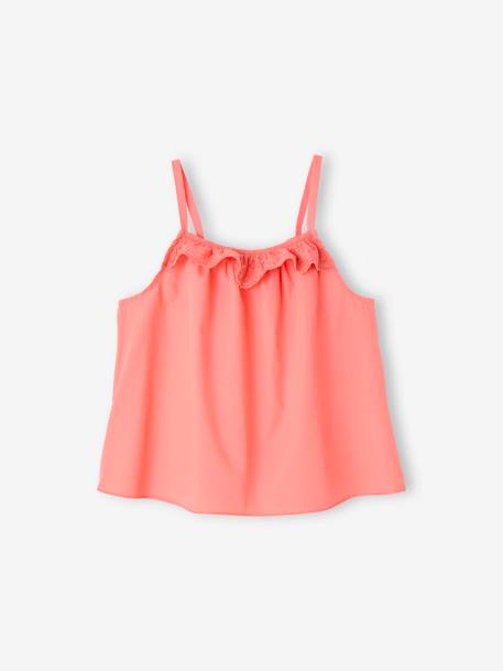 Pyjashort fille volant brodé corail 3 - vertbaudet enfant 