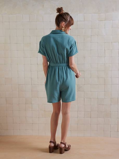 Combishort grossesse et allaitement en gaze de coton vert émeraude 4 - vertbaudet enfant 