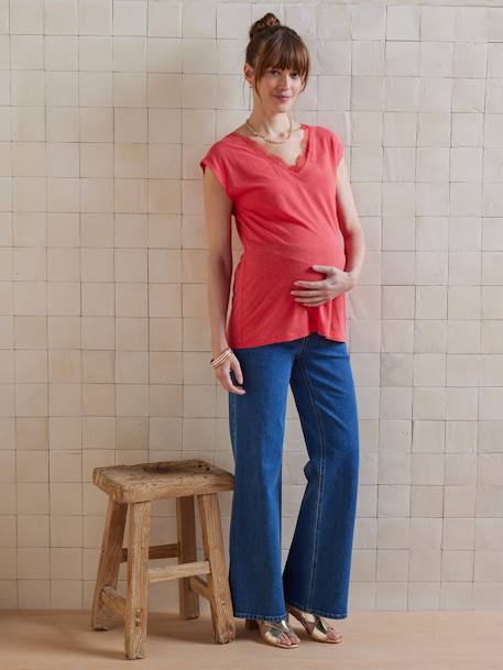 T-shirt de grossesse devant/dos en lin mélangé grenadine+vieux rose 4 - vertbaudet enfant 