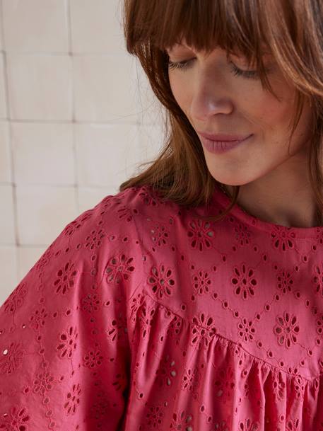Blouse de grossesse broderie anglaise framboise 4 - vertbaudet enfant 