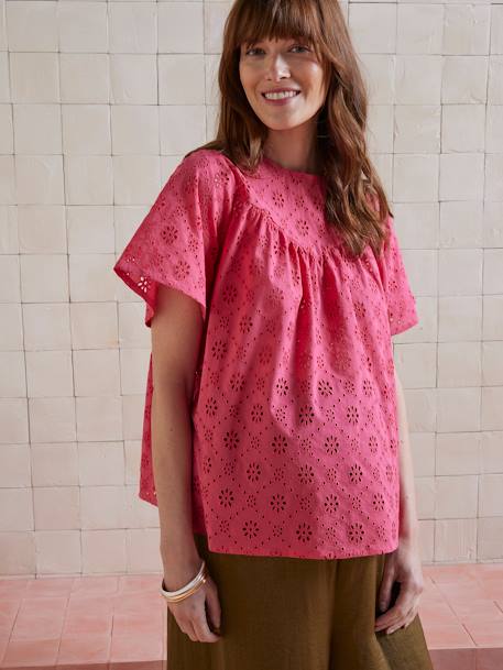 Blouse de grossesse broderie anglaise framboise 1 - vertbaudet enfant 