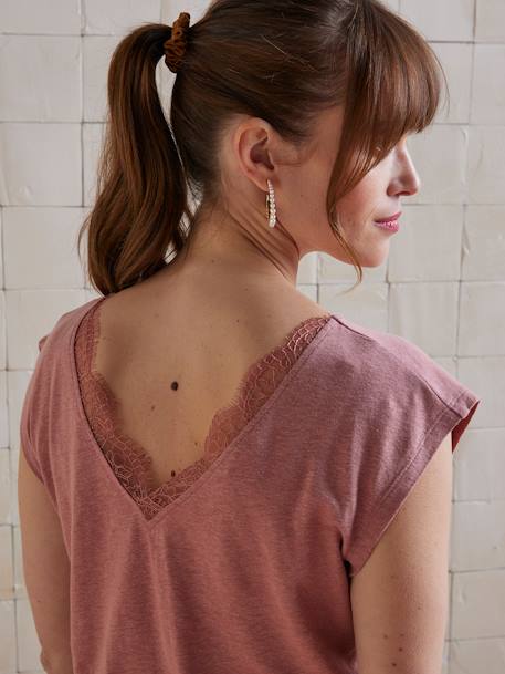 T-shirt de grossesse devant/dos en lin mélangé grenadine+vieux rose 10 - vertbaudet enfant 