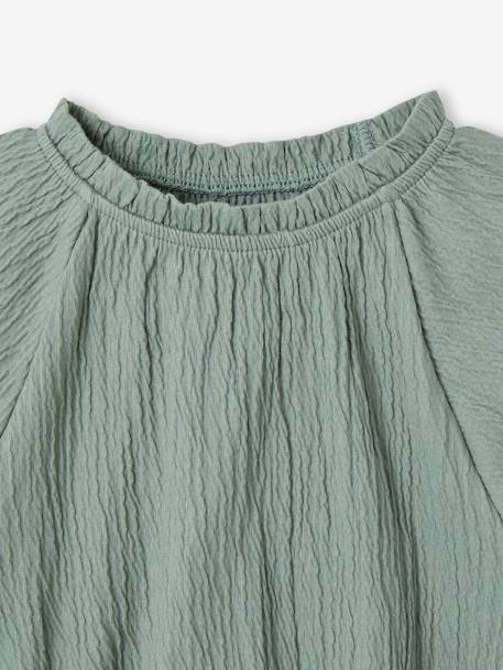Tee-shirt blouse forme crop fille corail+écru+vert sauge 12 - vertbaudet enfant 
