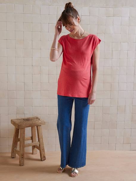 T-shirt de grossesse devant/dos en lin mélangé grenadine+vieux rose 5 - vertbaudet enfant 