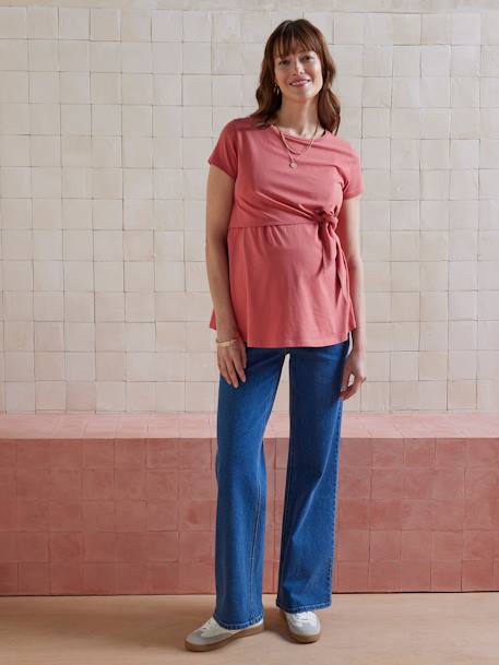 T-shirt long à noeud grossesse et allaitement en coton biologique* vieux rose 1 - vertbaudet enfant 