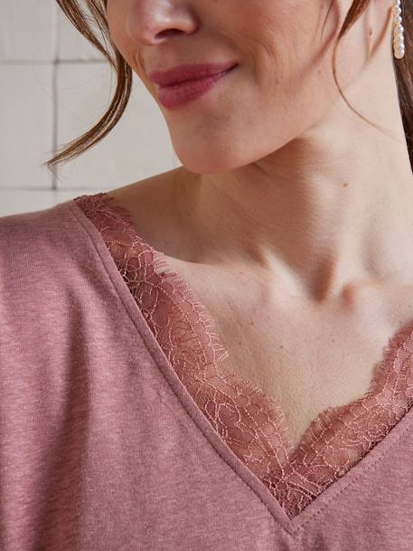 T-shirt de grossesse devant/dos en lin mélangé grenadine+vieux rose 14 - vertbaudet enfant 