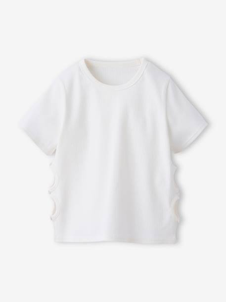 T-shirt fille ajouré côtés écru 1 - vertbaudet enfant 
