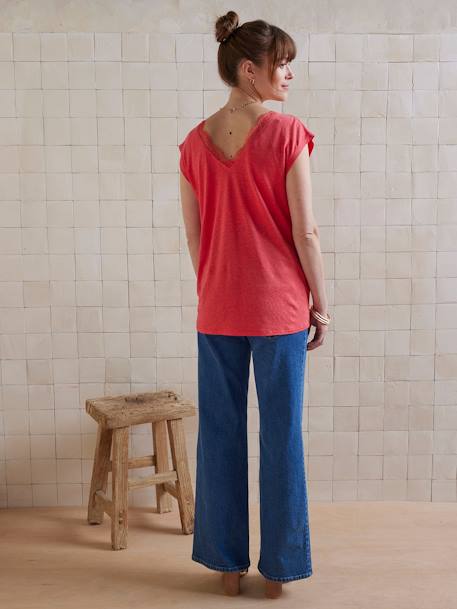 T-shirt de grossesse devant/dos en lin mélangé grenadine+vieux rose 7 - vertbaudet enfant 