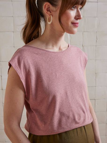 T-shirt de grossesse devant/dos en lin mélangé grenadine+vieux rose 11 - vertbaudet enfant 