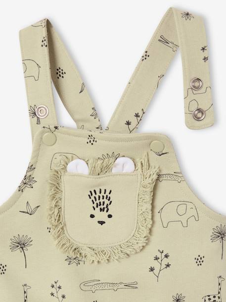 Ensemble 3 Pièces Bébé Vertbaudet - Salopette + Body + Foulard Jungle | Taille 1M