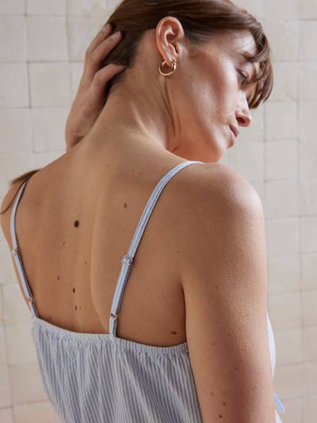 Chemise de nuit fines bretelles de grossesse en seersucker rayé bleu pâle 5 - vertbaudet enfant 