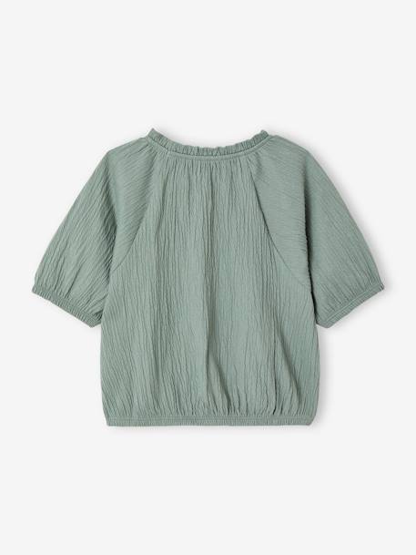 Tee-shirt blouse forme crop fille corail+écru+vert sauge 11 - vertbaudet enfant 