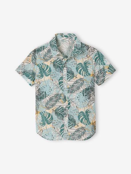 Chemise manches courtes garçon vert imprimé 2 - vertbaudet enfant 