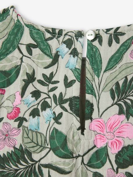 Blouse plastron en gaze imprimée fille vert sauge 4 - vertbaudet enfant 