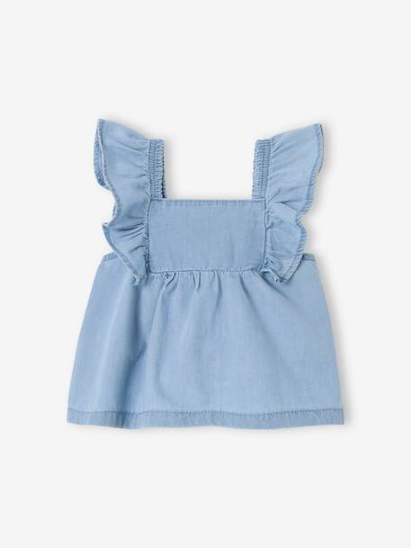 Blouse manches courtes volantées bébé en denim léger denim bleached 2 - vertbaudet enfant 