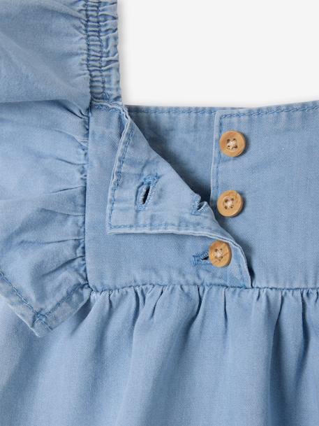 Blouse manches courtes volantées bébé en denim léger denim bleached 3 - vertbaudet enfant 