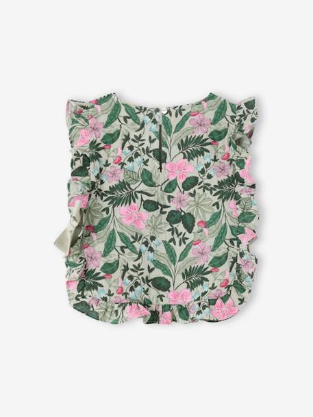 Blouse plastron en gaze imprimée fille vert sauge 3 - vertbaudet enfant 
