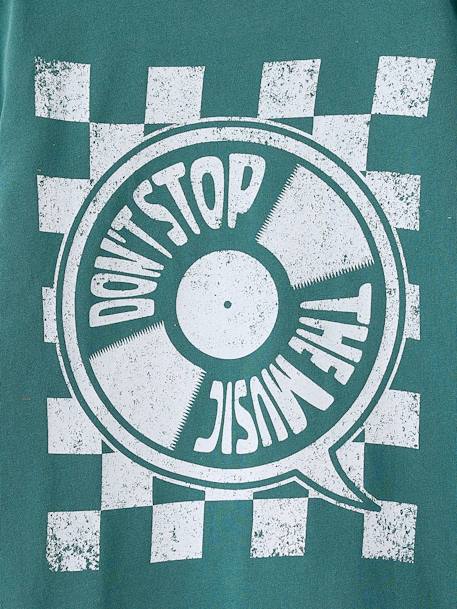 T-shirt garçon motif devant/dos effet délavé écru+vert d'eau 13 - vertbaudet enfant 