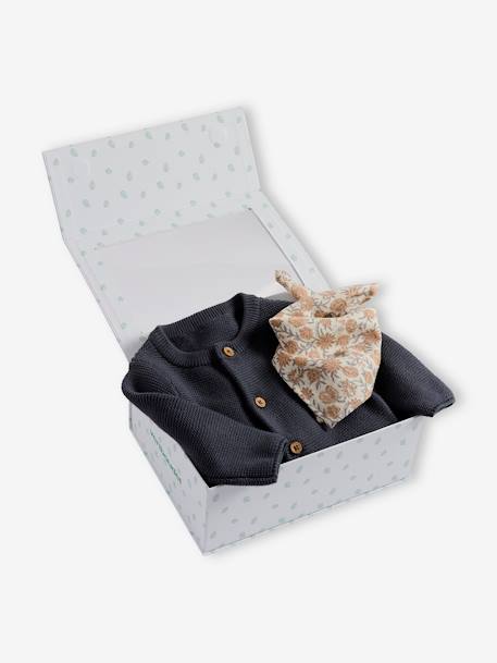 Kit naissance mixte tricot + foulard coffret cadeau naissance anthracite 3 - vertbaudet enfant 