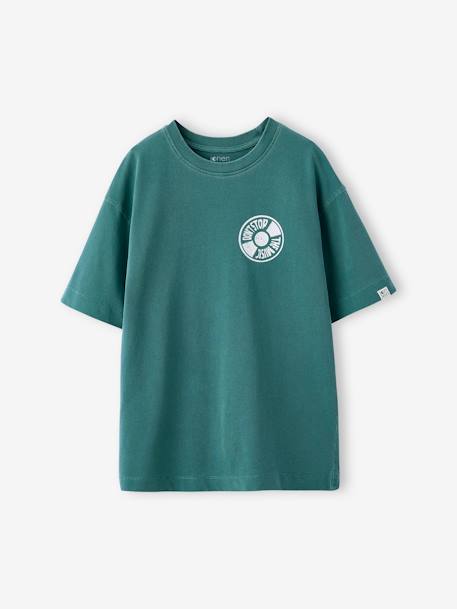 T-shirt garçon motif devant/dos effet délavé écru+vert d'eau 10 - vertbaudet enfant 