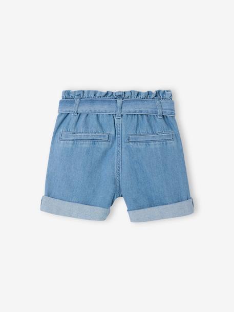 Short fille en denim léger style paperbag bleu clair 3 - vertbaudet enfant 