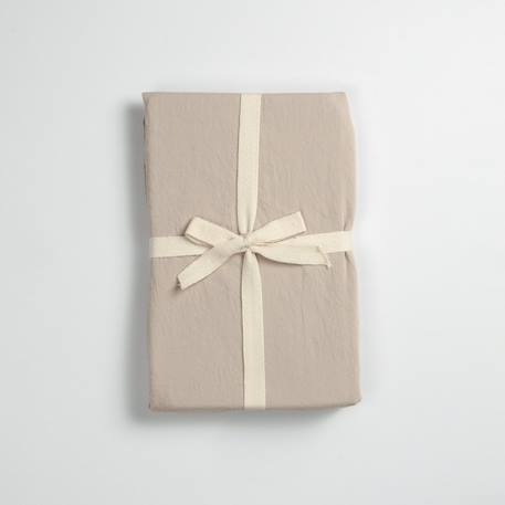 Drap housse 1 personne satin de coton bio lavé Ambre+Blanc craie+Cyprès+Lin+Peach+Tilleul 24 - vertbaudet enfant 