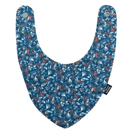 Bavoir bandana (bleu imprimé feuilles) Animaux polaires+Blanc étoiles+Bleu imprimé feuilles+Gris étoiles+Jaune étoiles+Jaune feuilles+Kaki triangles+Koala moutarde+Menthe+Monaha+Oasis+Ourson+Petites oies+Rose étoiles+Rose pâle étoiles+Savane+Sunny 7 - vertbaudet enfant 