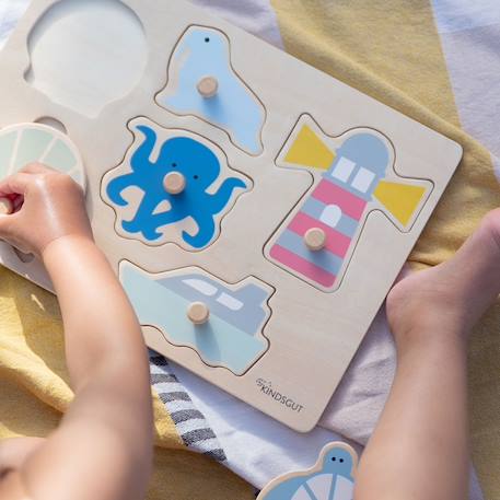 Puzzle à encastrer océan en bois Bois+Jaune 3 - vertbaudet enfant 